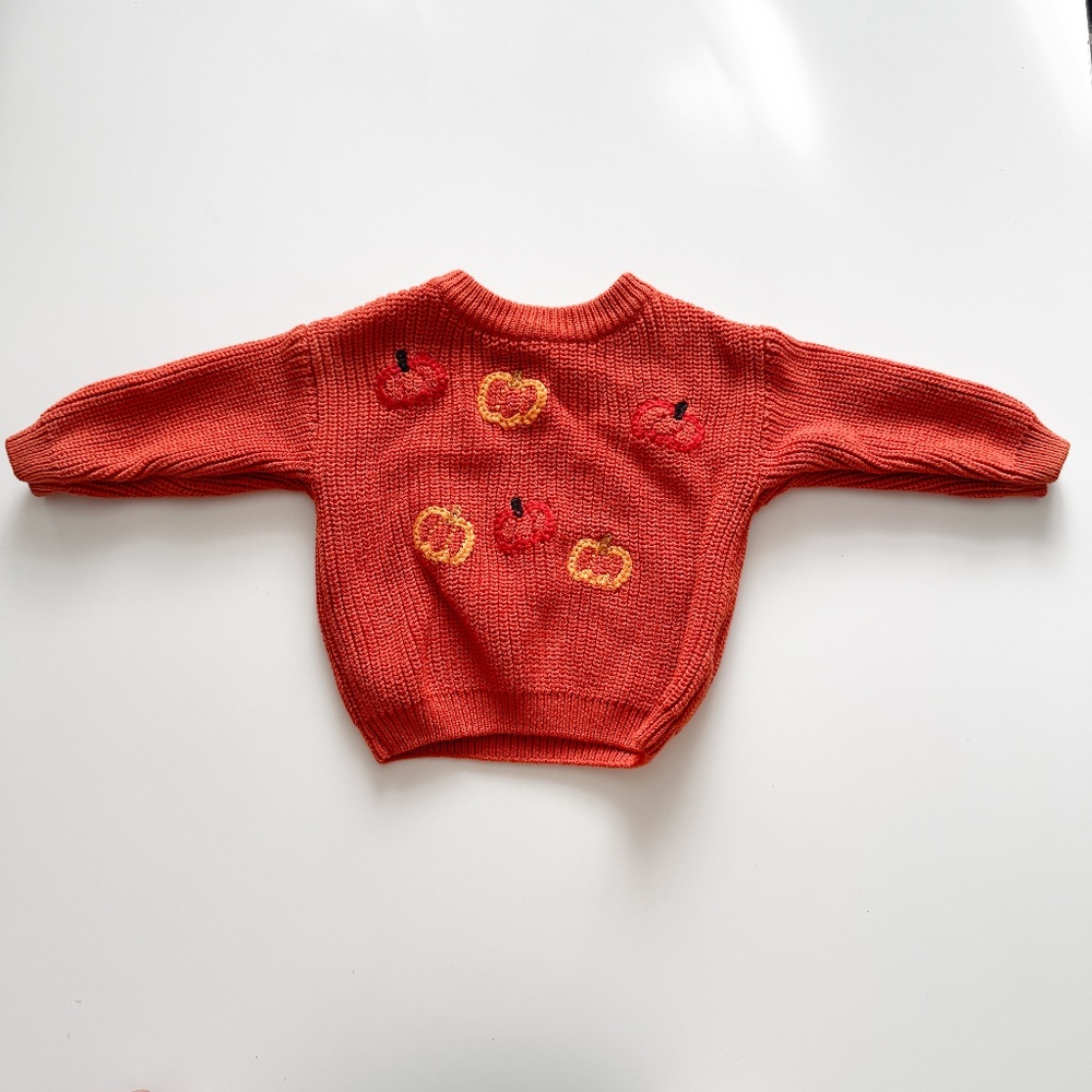 Pumpkin Knit Sweater Top for Baby 3-6 months,  orange